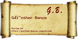 Günther Bence névjegykártya