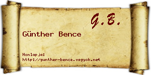 Günther Bence névjegykártya
